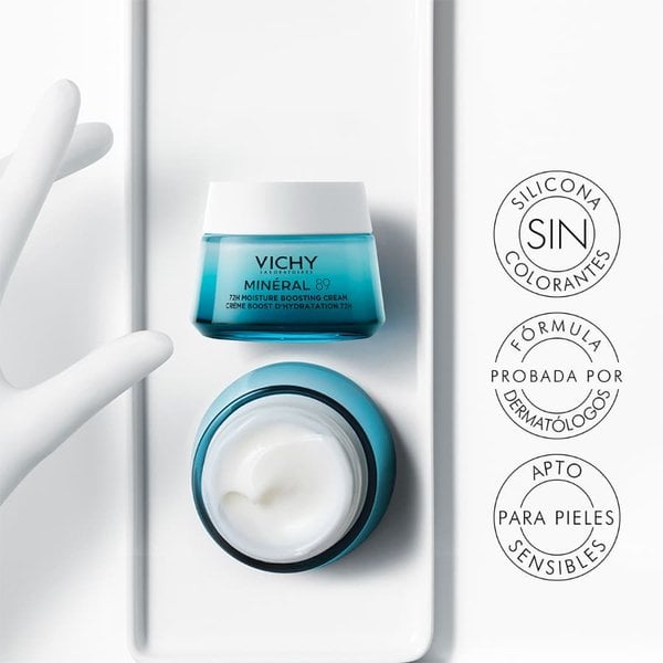 Crema Vichy Mineral 89 sin siliconas y apto para piel sensible